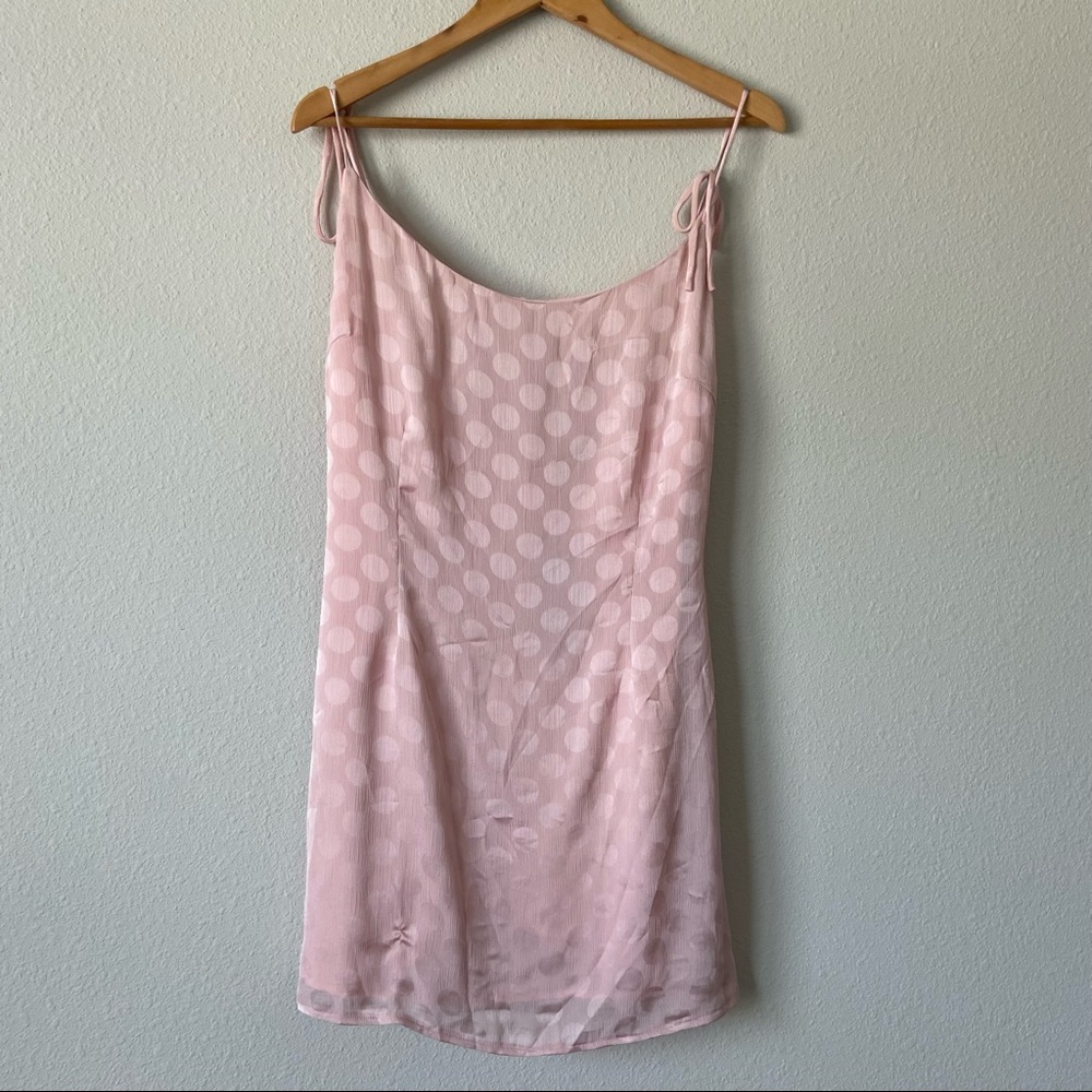Nasty Gal Baby Pink Jacquard Polka Dot Mini Cami slip Dress